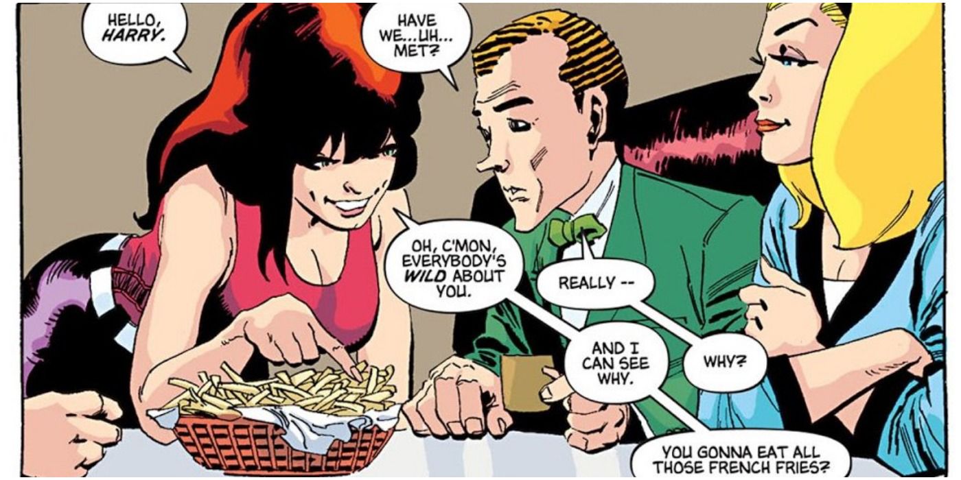 Mary Jane eating with Harry Osborn.