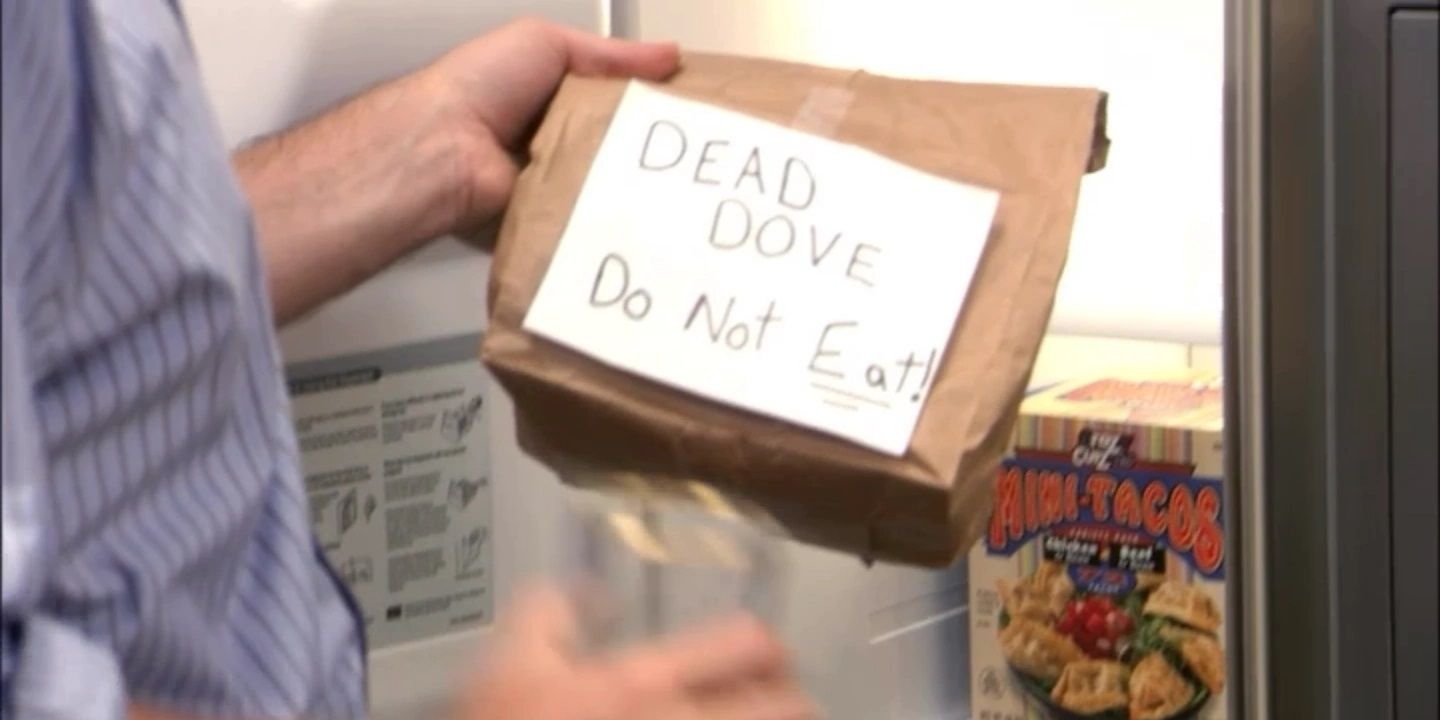 Michael takes a dead dove out of the fridge in Arrested Development