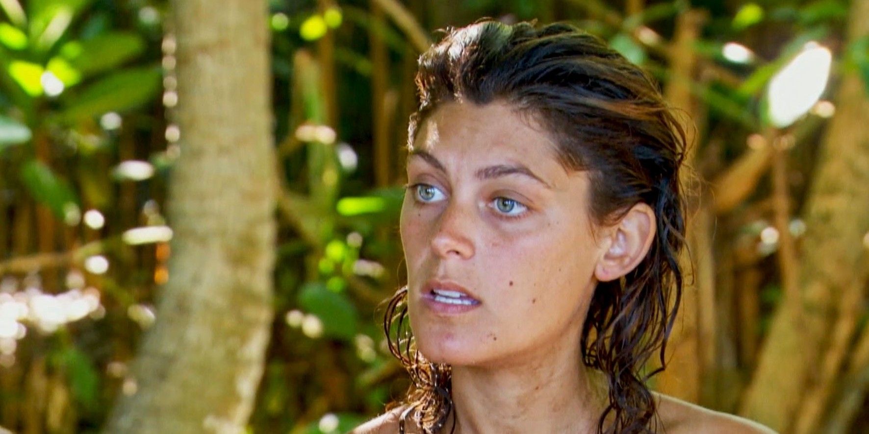Michele Fitzgerald looking to the distance in Survivor The Challenge