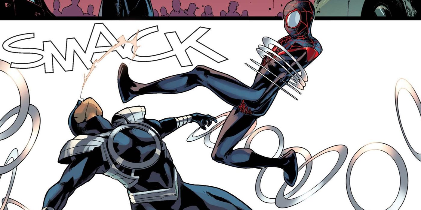 Miles Morales Spider-Man fighting Ringer.