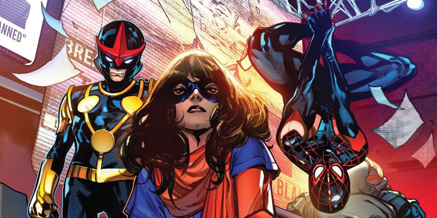 Miles Morales with Nova and Ms Marvel in The Champions.