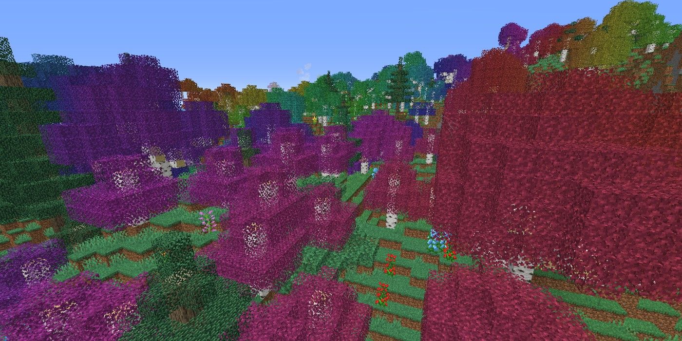 The Rainbow Forest in the Minecraft Biomes O' Plenty Mod