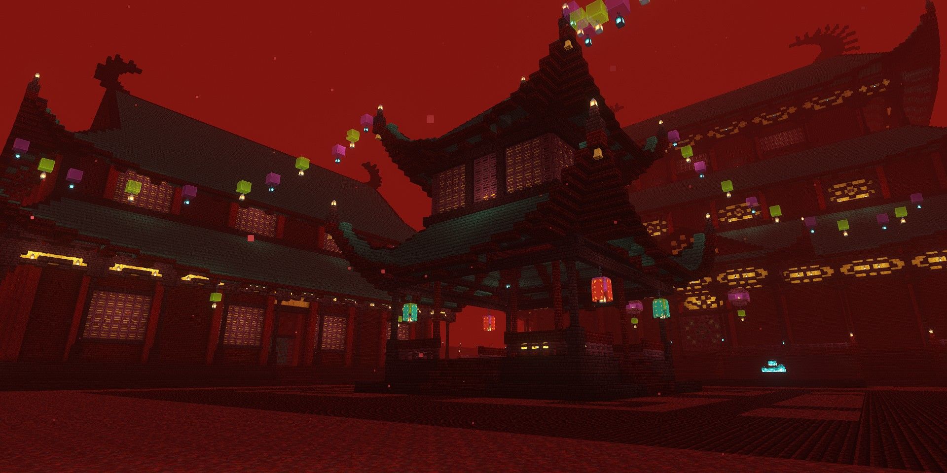 Minecraft Nether Chinese temple courtyard area