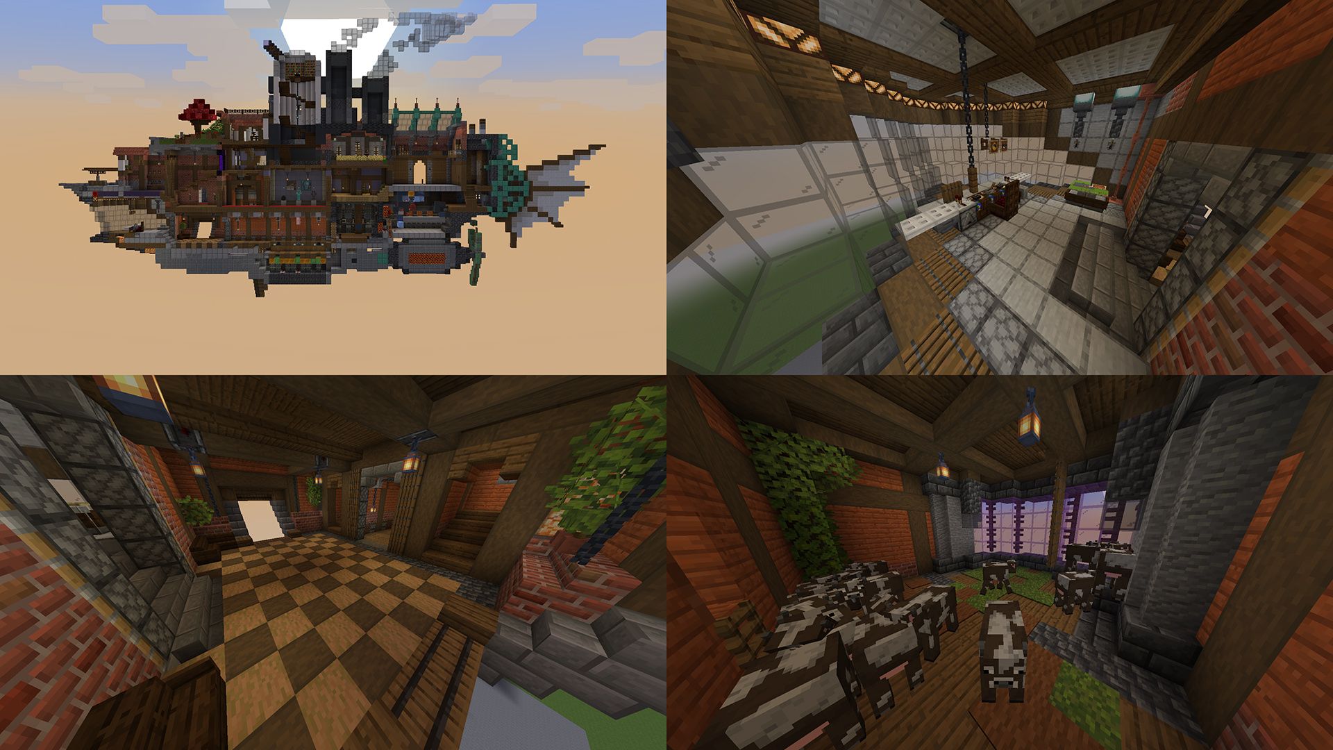 Minecraft Steampunk Airship Collage