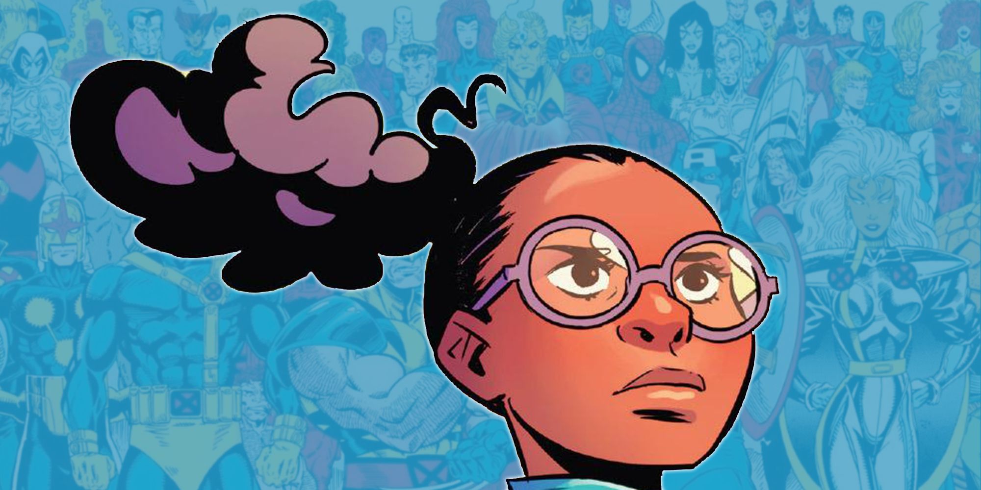 Moon Girl with her hair waving in Marvel comics
