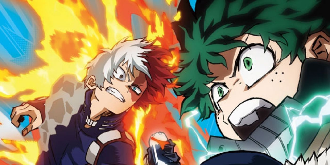 A poster showcasing two characters from My Hero Academia during the Provisional Hero License Exam Arc