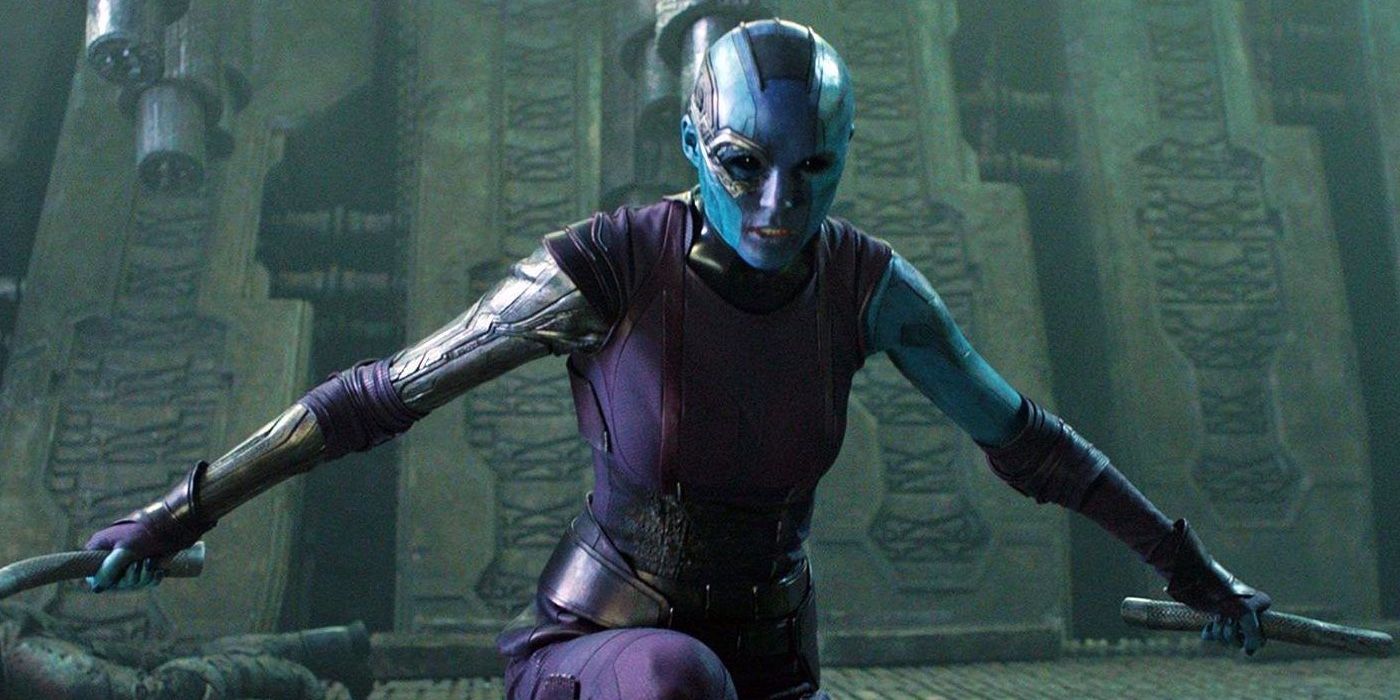 Nebula extends her weapons in a space ship in Avengers Endgame