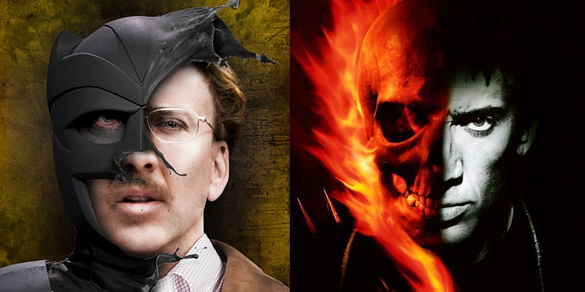 Nicolas Cage as Big Daddy in Kick-Ass and Johnny Blaze in Ghost Rider