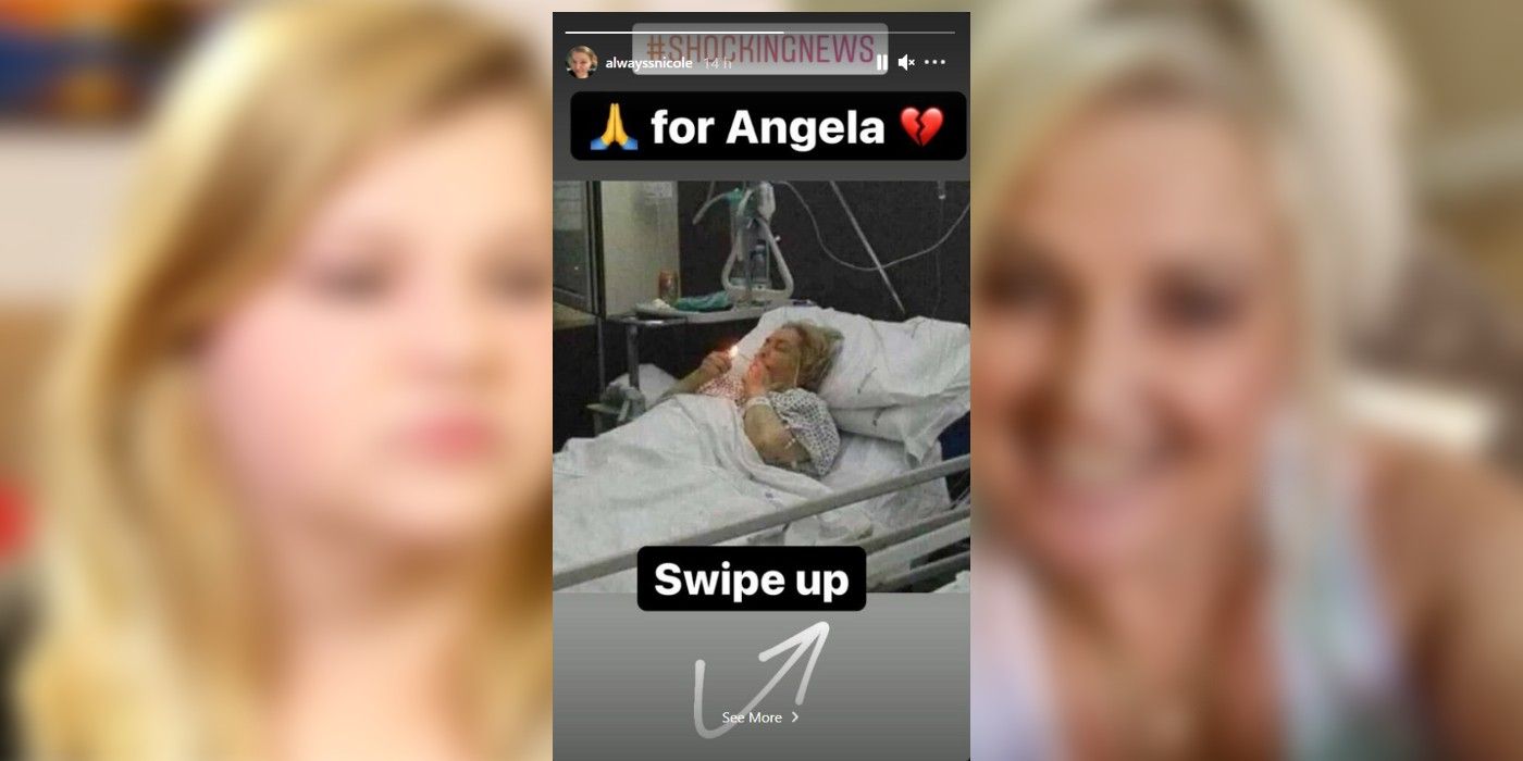 Nicole Nafziger do 90 Day Fiance postando sobre Angela Deem no hospital