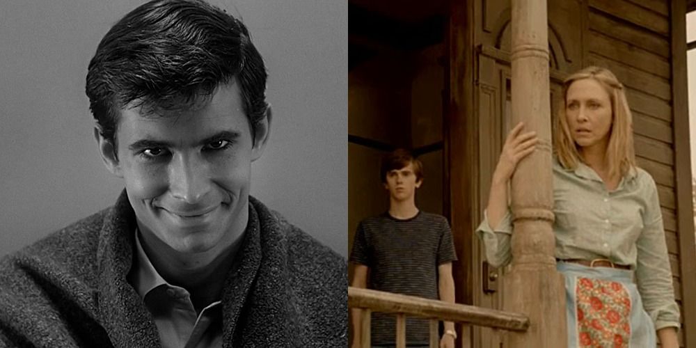Norman Bates in Psycho and two characters from the Bates Motel TV series