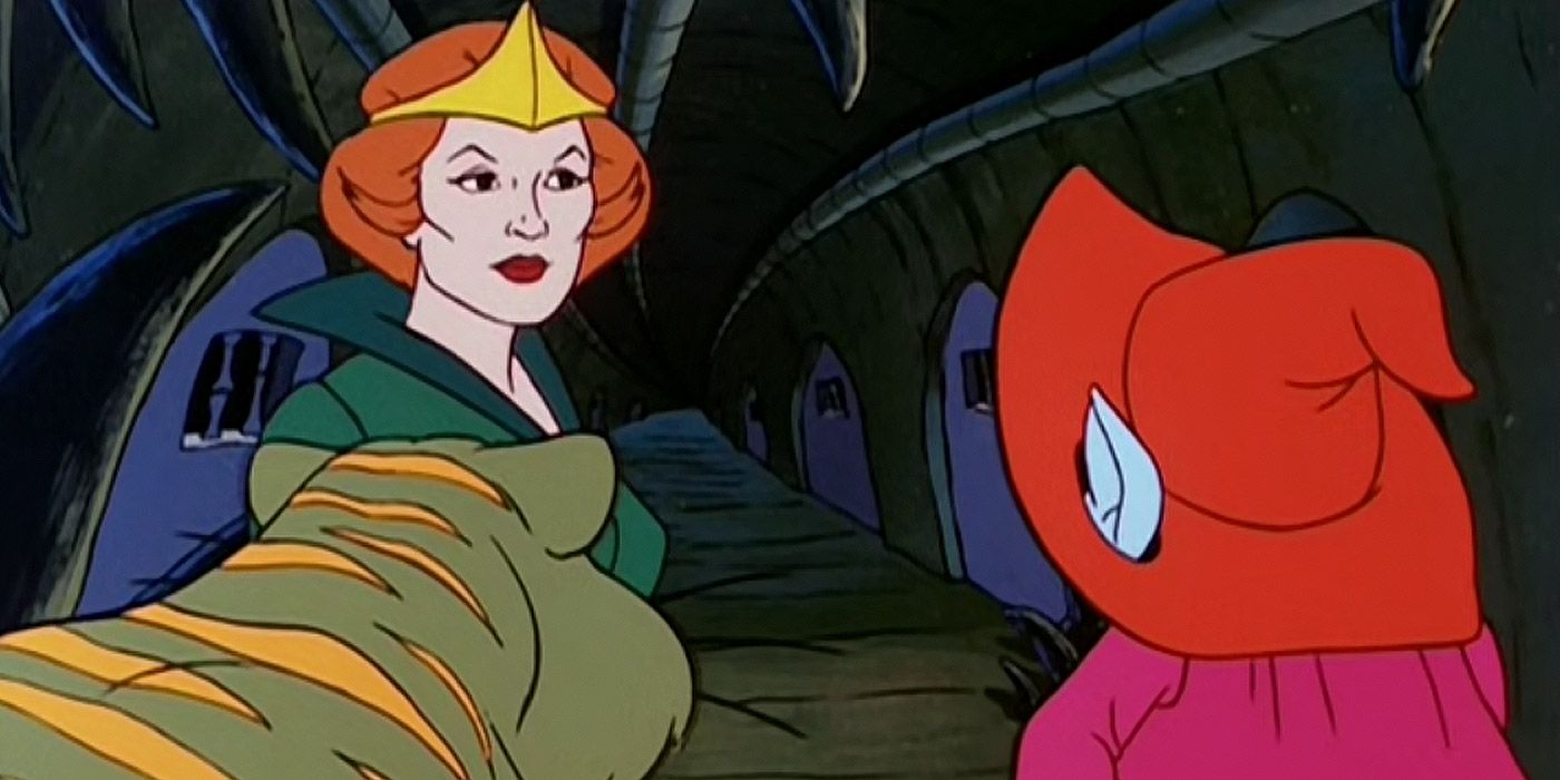 Orko and Cringer rescue Queen Marlena from Skeletor in He-Man &amp; The Masters of the Universe
