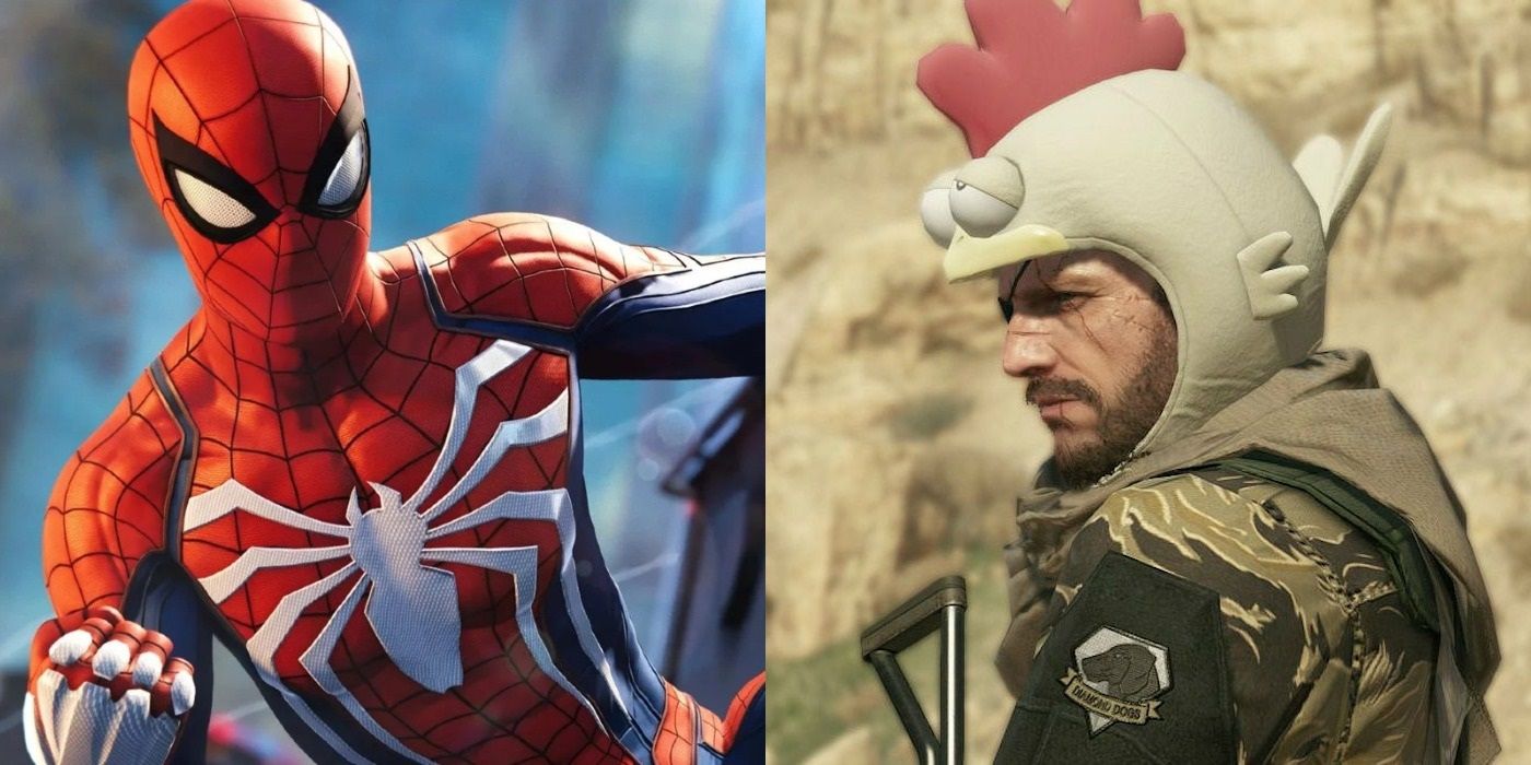 Split image of Spider-Man and Solid Snake.
