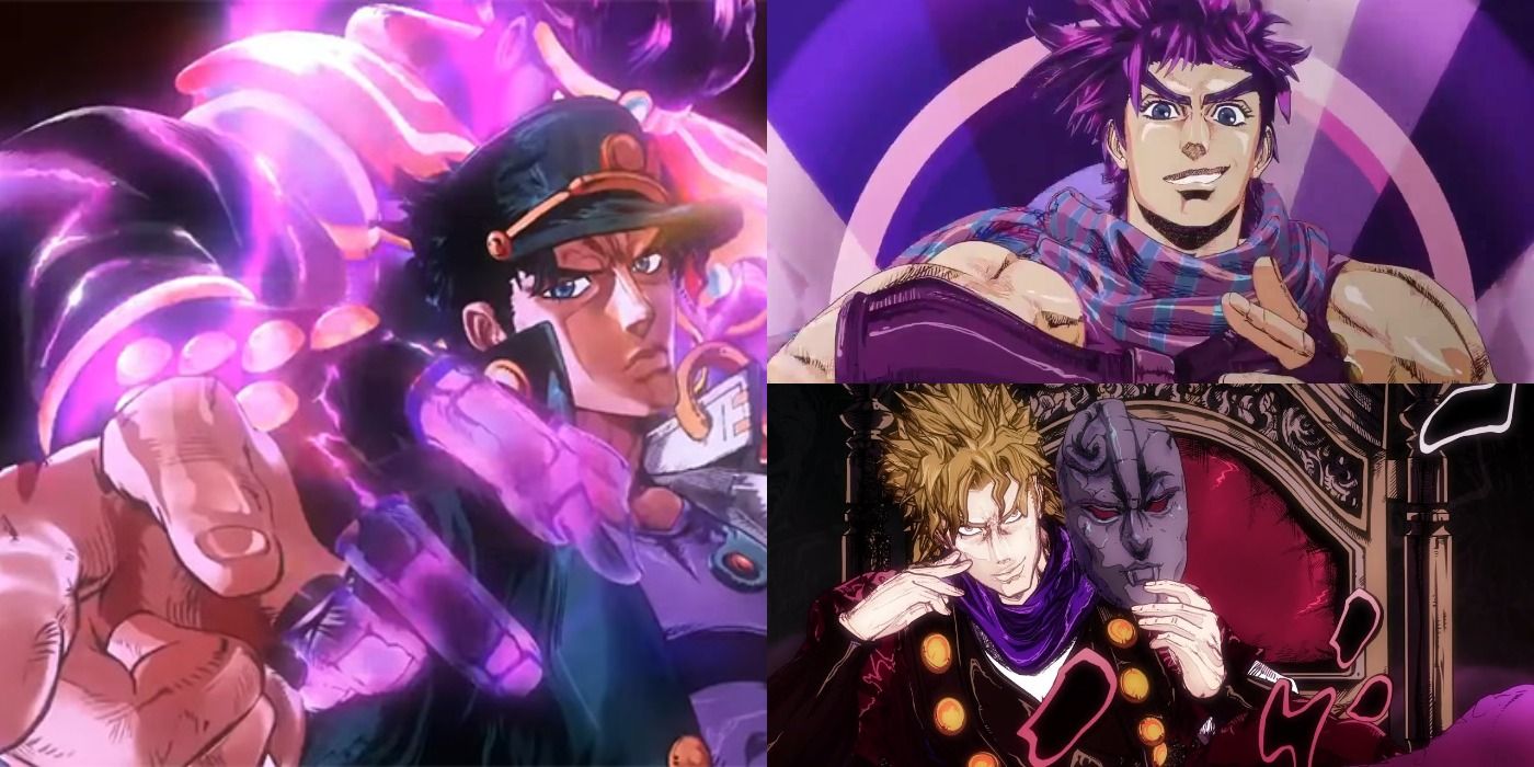 Shots from the JoJo Part 3, 2, and 1 openings, respectively
