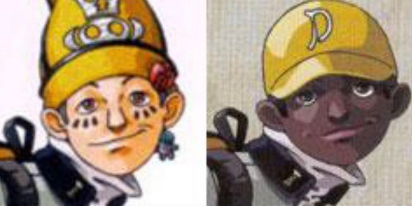 Split image showing the original and localized main character from Persona 1