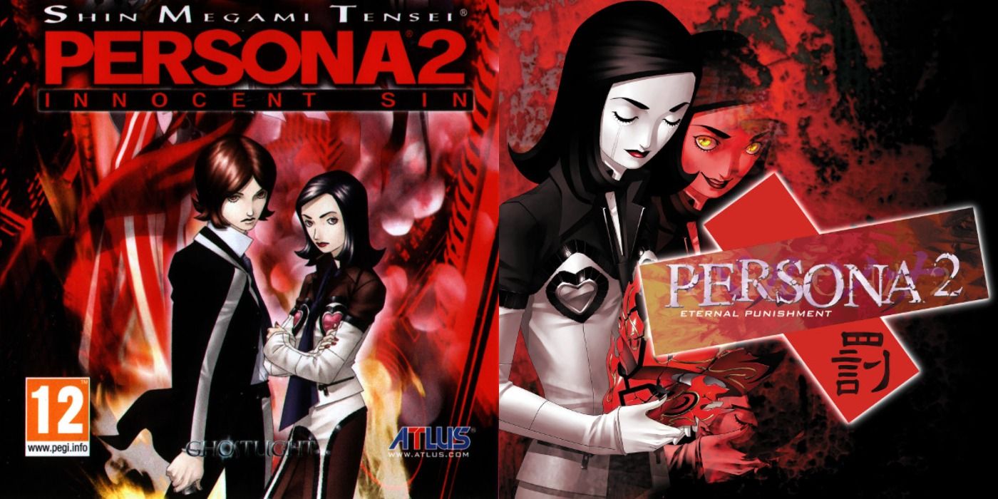 Split image showing the covers of Persona 2: Innocent Sin and Persona 2: Eternal Punishment