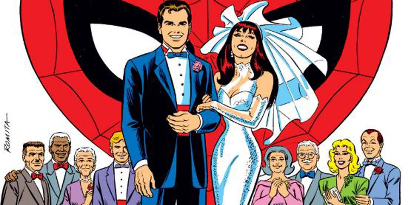An image of Peter Parker and Mary Jane's wedding in Spider-Man Annual 21.