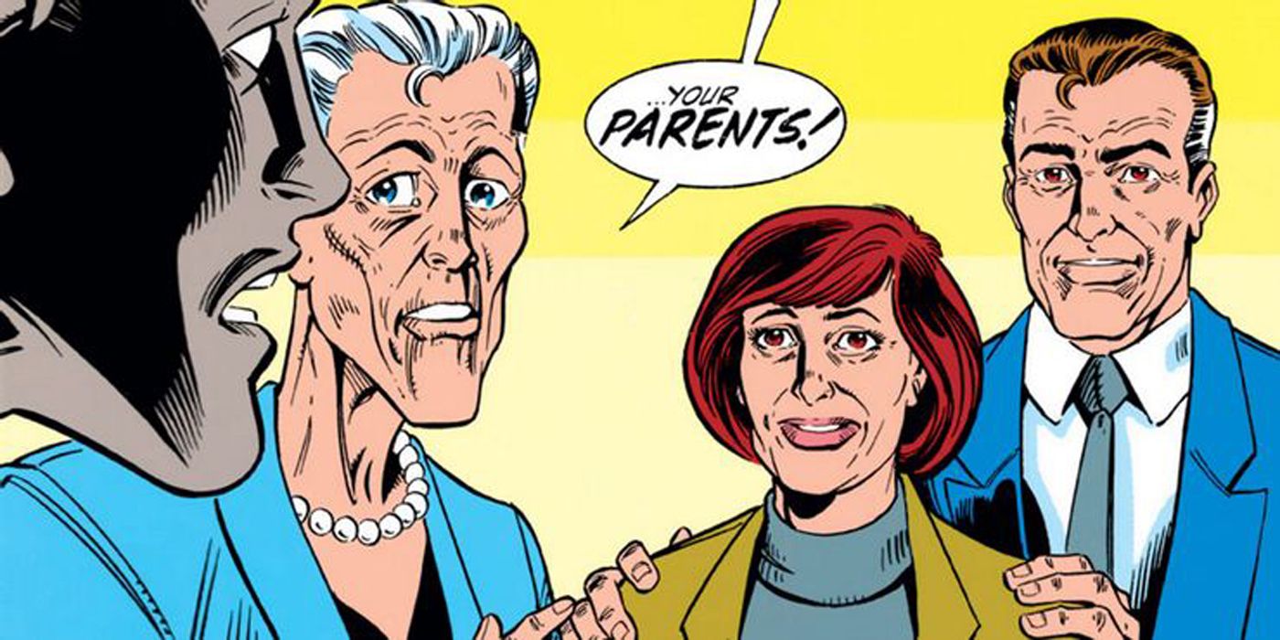 Peter Parker meets his parents with Aunt May.