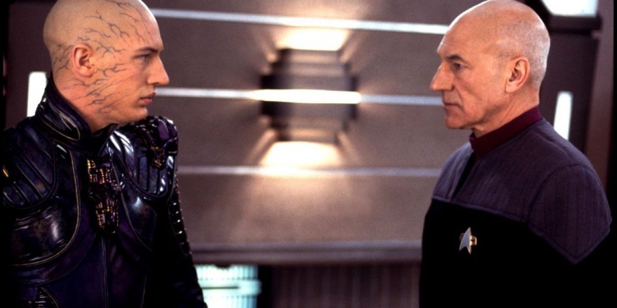 Captain Picard stares down his copy in Nemesis