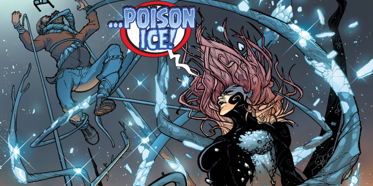 Poison Ivy unleashes an ice attack in a Batgirl comic.