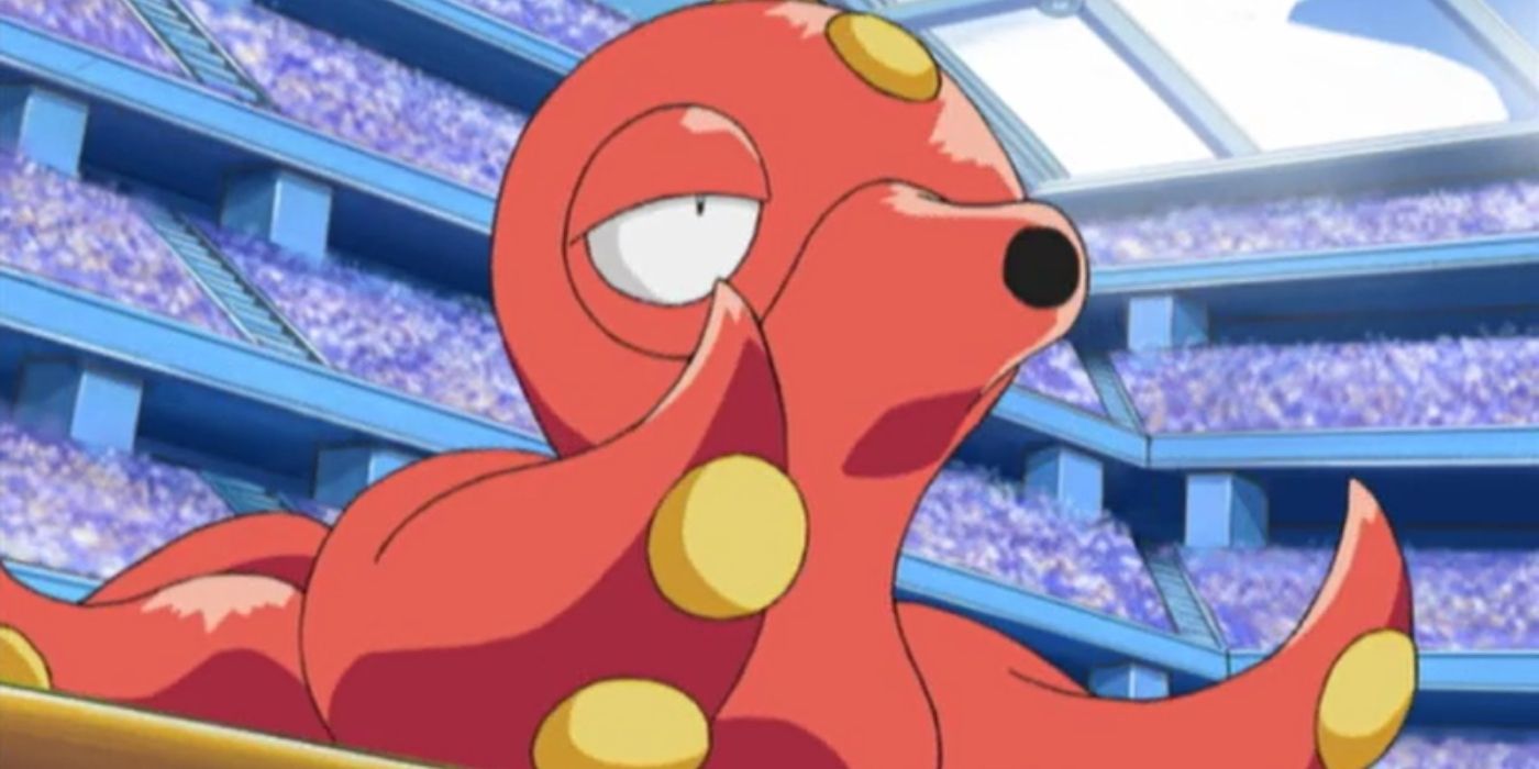 Harley's Octillery on the battlefield in the Pokémon anime.