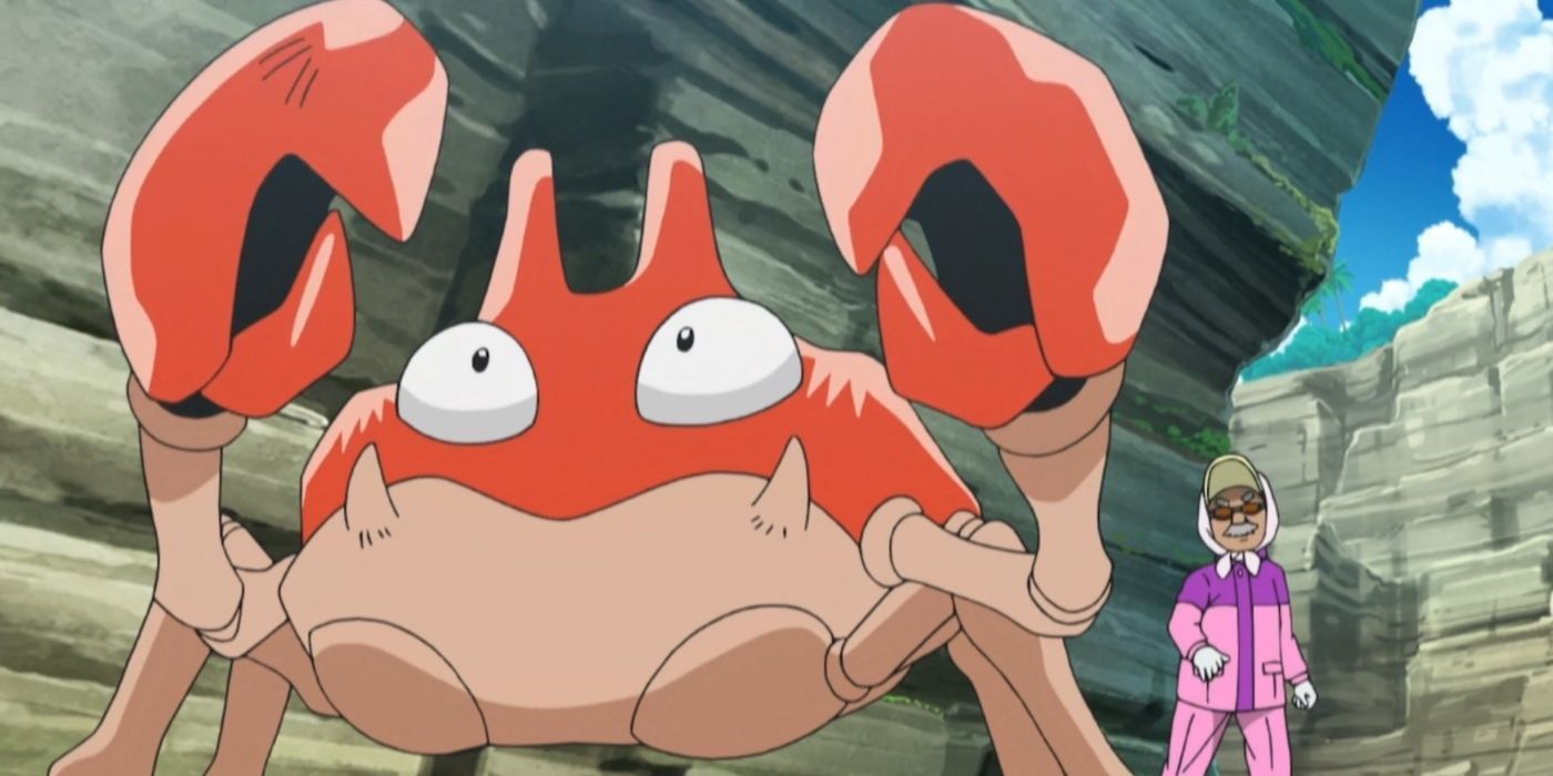 Krabby clenching its claws tightly.