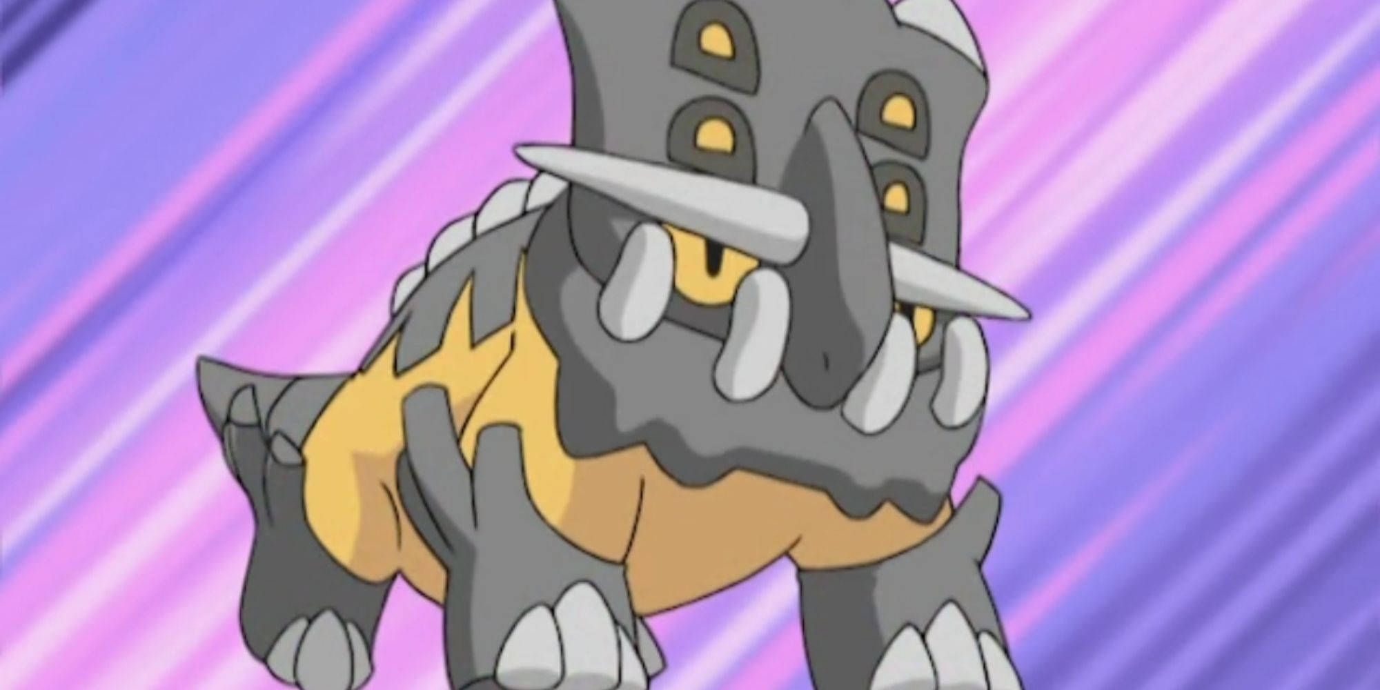 Bastiodon jumping into battle in the Pokémon anime