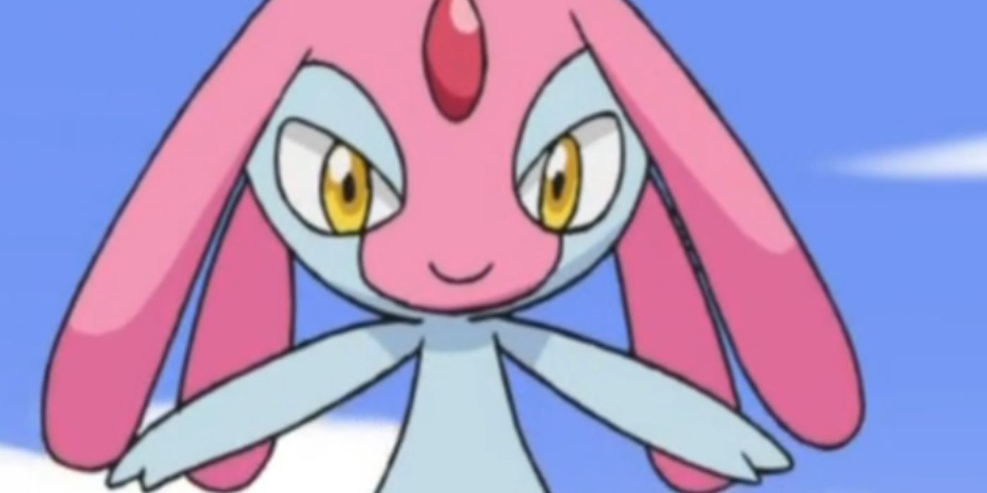 Mesprit smiling in the Pokémon anime