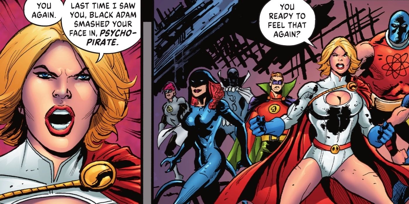 Power Girl reminds Psycho Pirate of his death at Black Adam&rsquo;s hands