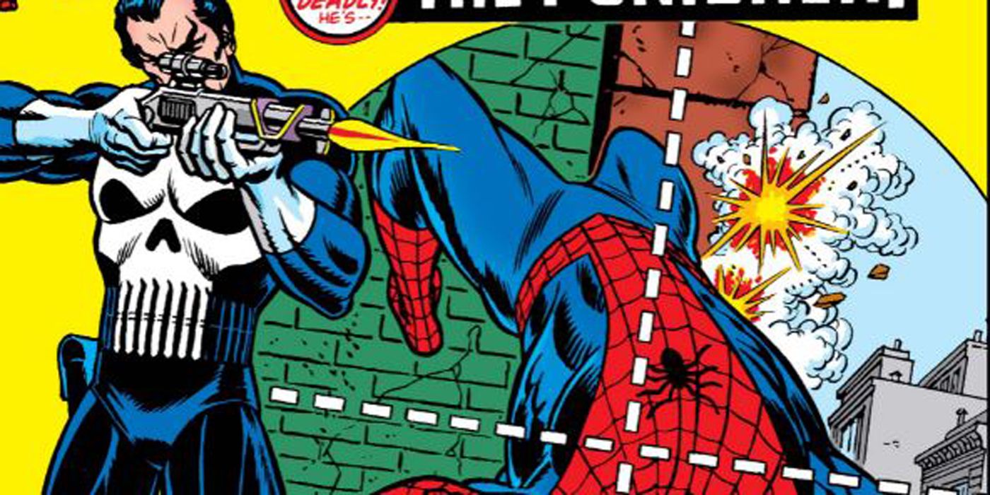 Punisher tirant sur Spider-Man dans Spider-Man 129.