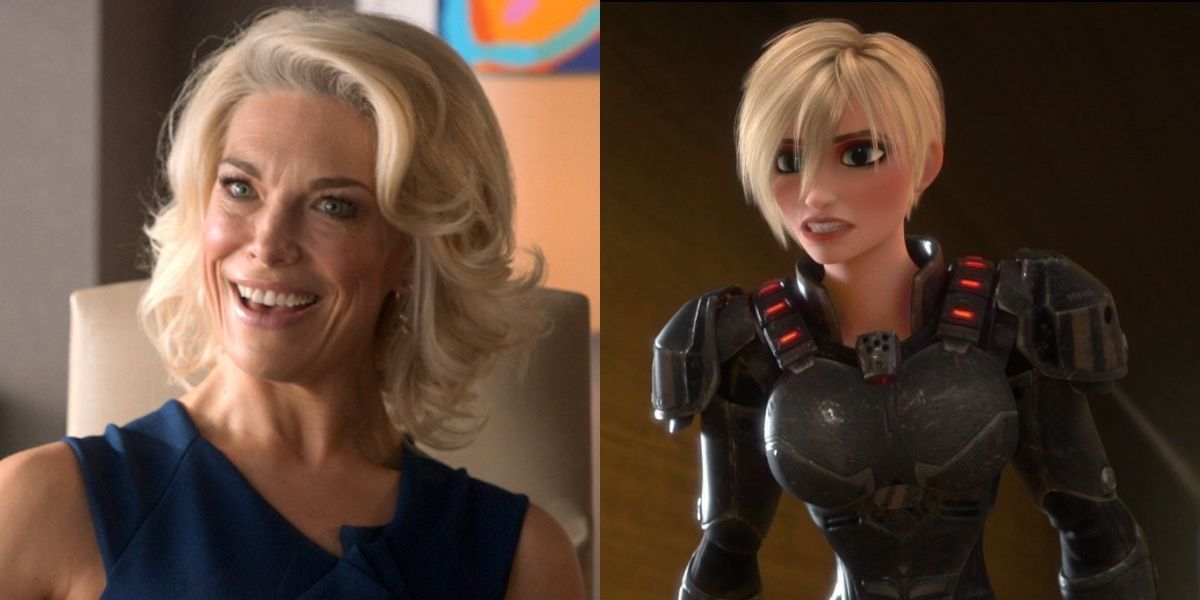 Split Image: Rebecca in Ted Lasso and Sergeant Calhoun from Wreck It Ralph