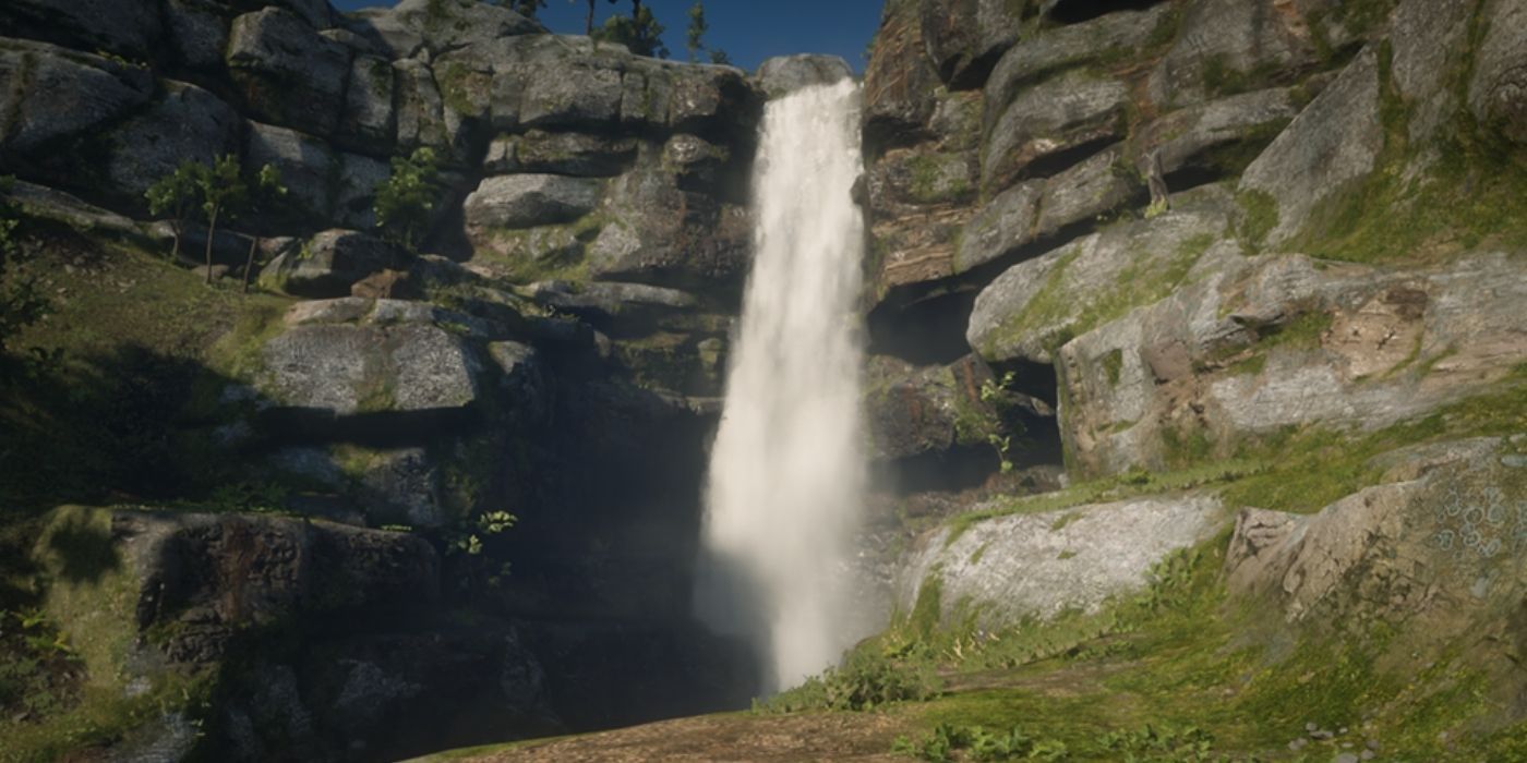 Brandywine Drop waterfall as seen in Red Dead Redemption 2