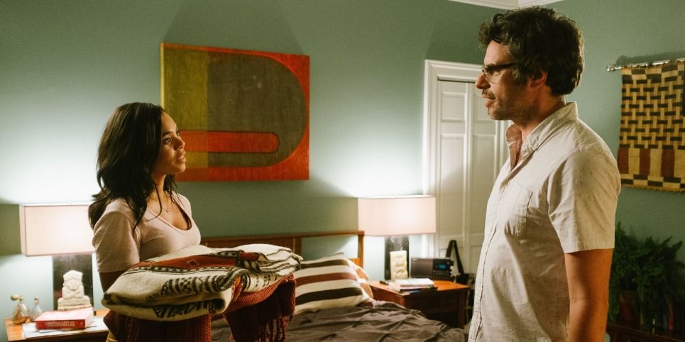 Regina Hall and Jemaine Clement in People Places Things in the bedroom