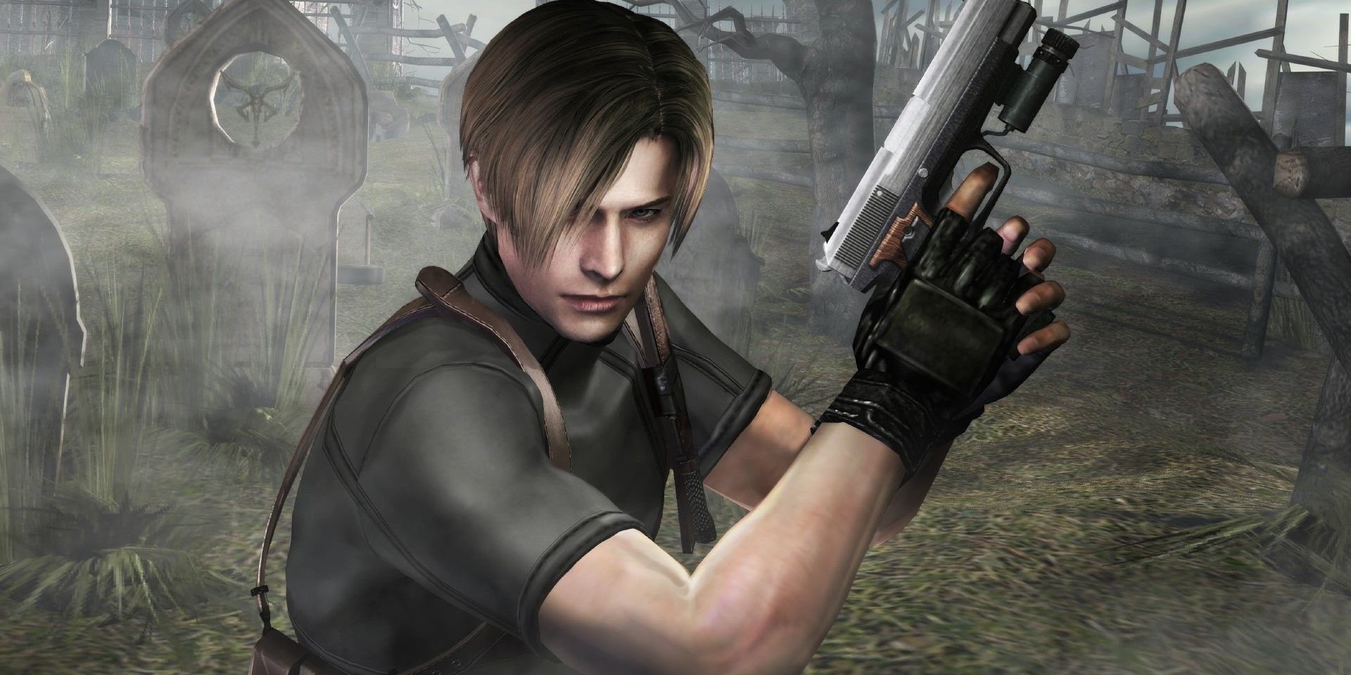 Promotional art of Leon Kennedy from the video game Resident Evil 4.