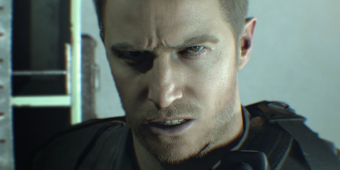 Chris Redfield in disbelief in Resident Evil VII.