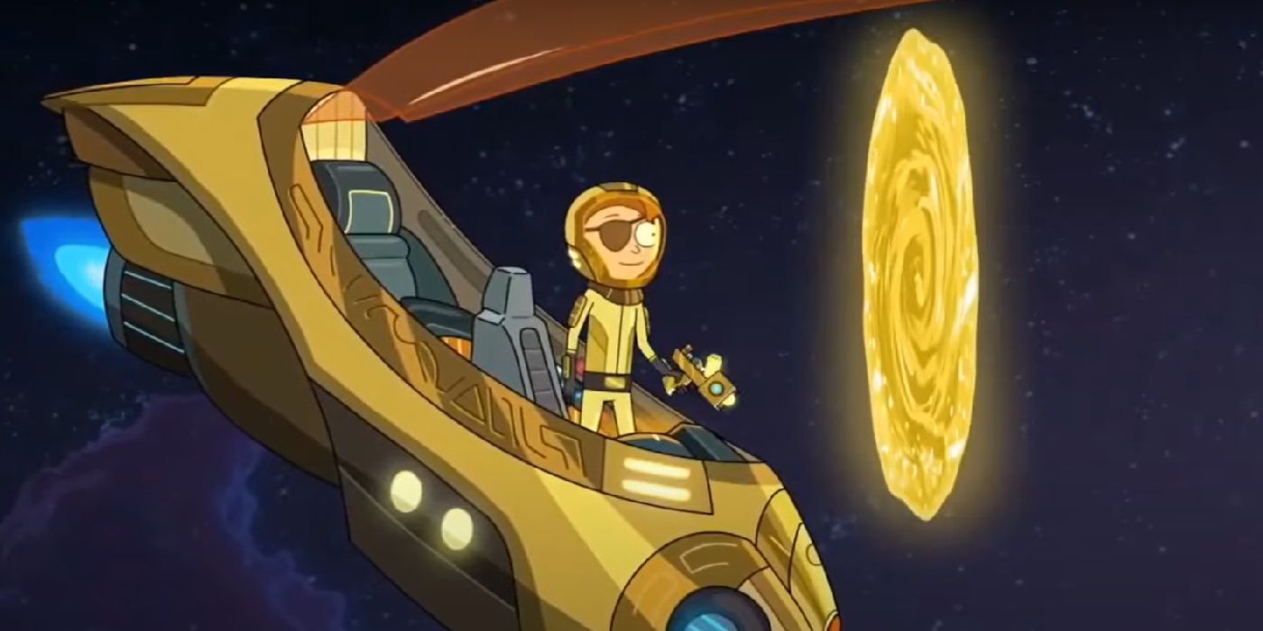 Evil Morty about to enter a yellow portal in Rick and Morty