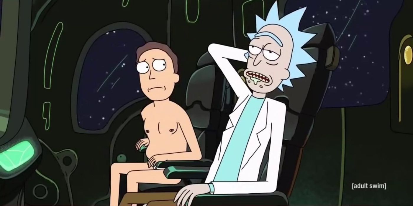 Rick e Jerry em um navio em Rick e Morty