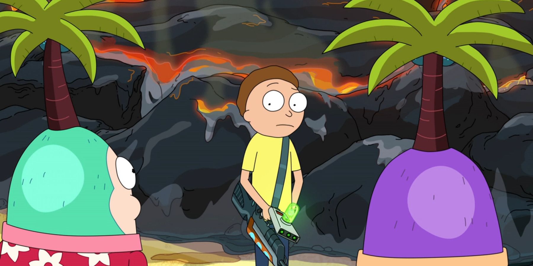 Rick and Morty Morty Saves Aliens From Lava Mosnter