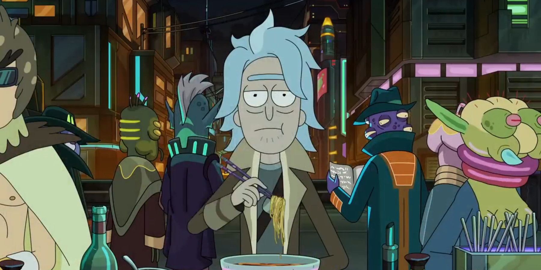 Rick Eating Noodles on Rick and Morty