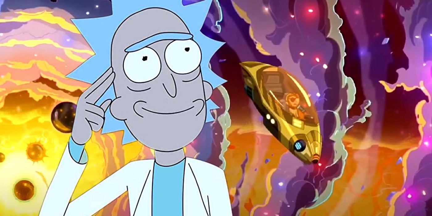 Rick sorrindo para Rick e Morty
