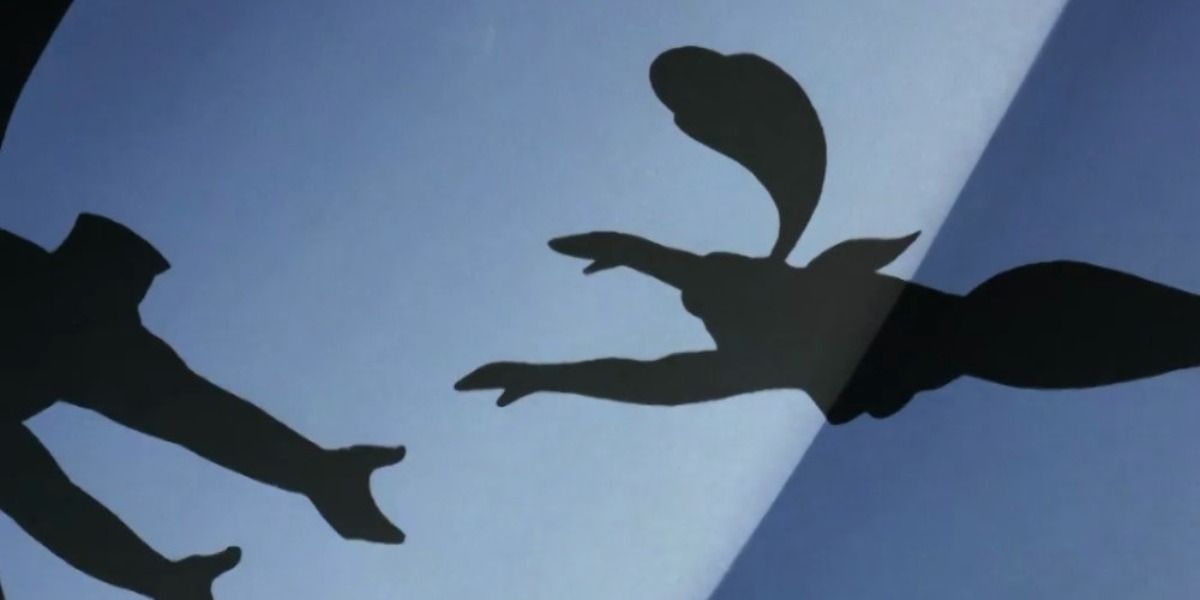 The Flying Grayson perform their final acrobatics trick in shadow.
