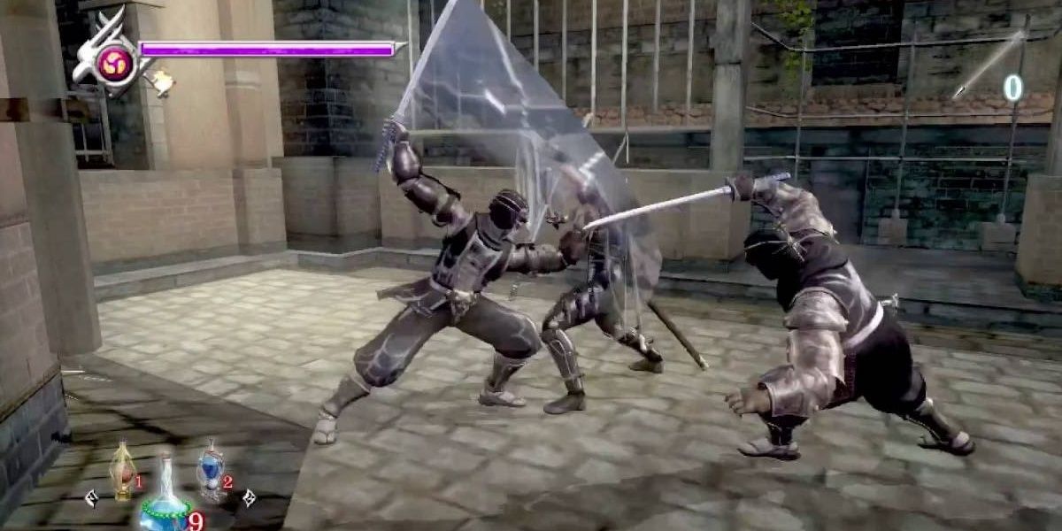Ryu facing off two swordsmen in Ninja Gaiden Sigma Plus