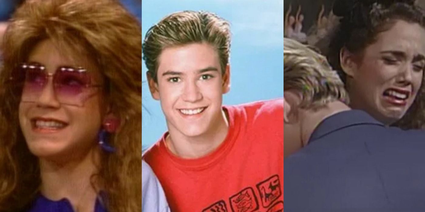 A split image depicts three versions of Zack in action in Saved By The Bell