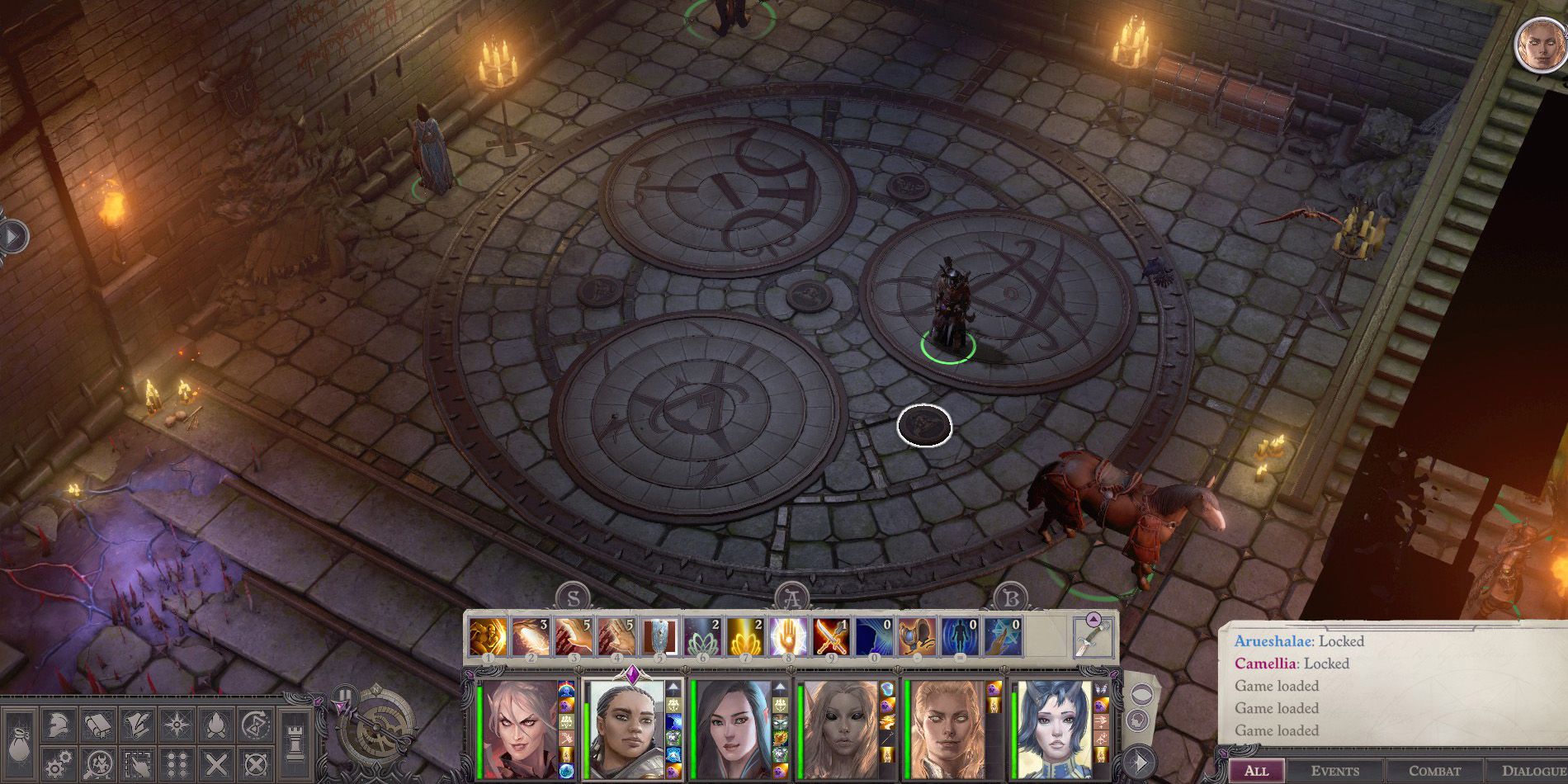 Seelah solves the circles puzzle in Pathfinder Wrath of the Righteous