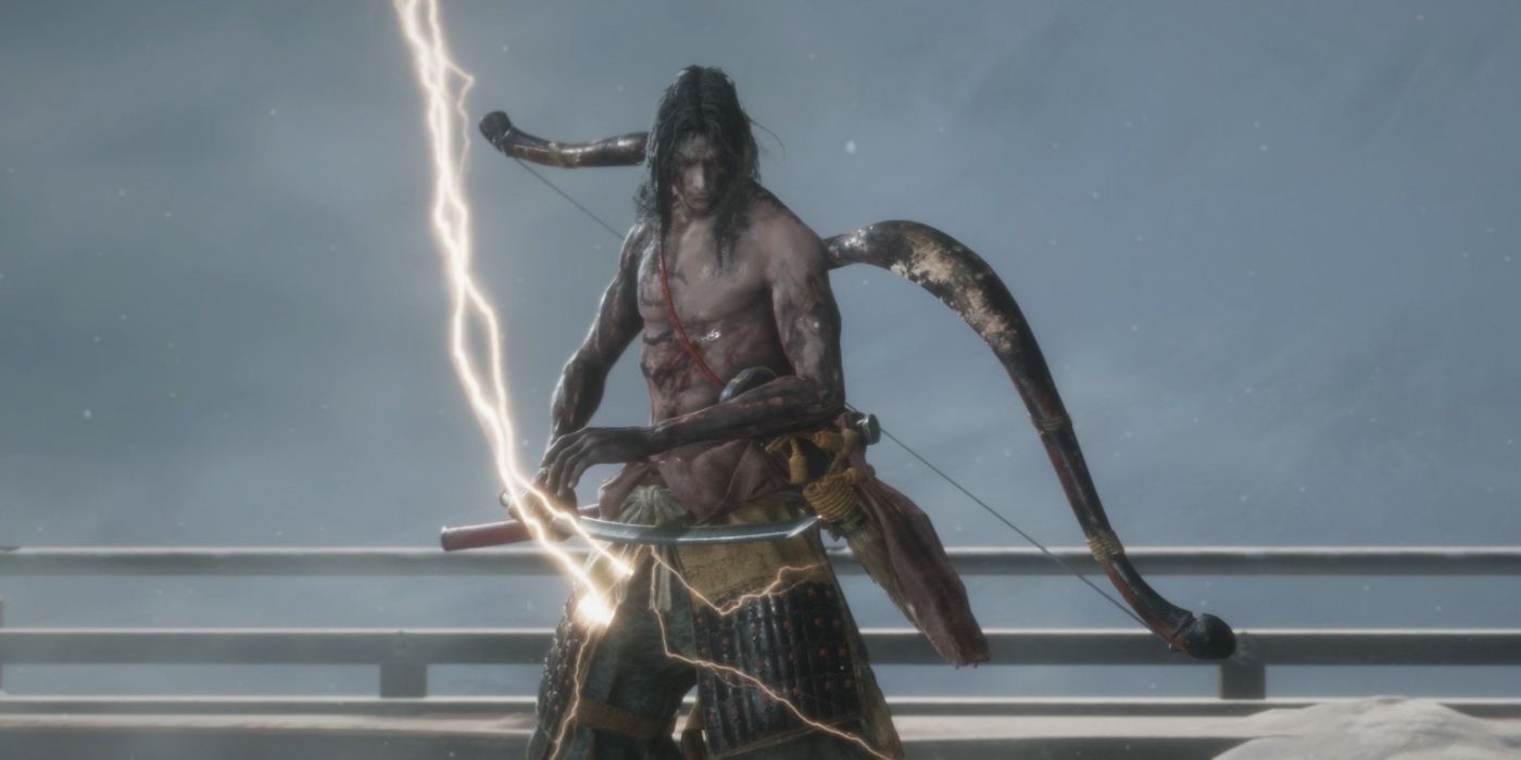 Genichiro wields lightning in Sekiro: Shadows Die Twice.