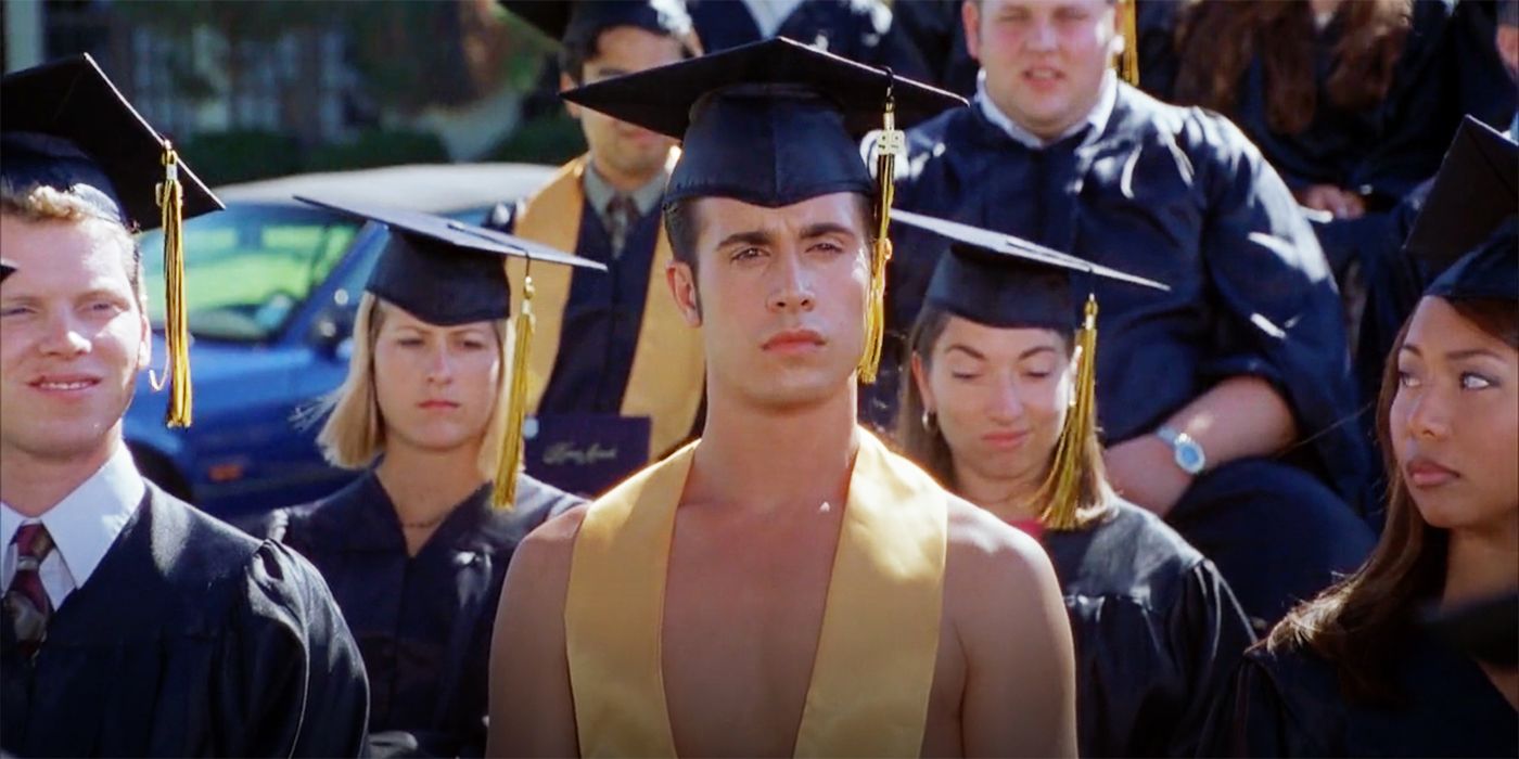 Zack in his honor cord and cap at graduation in She's All That