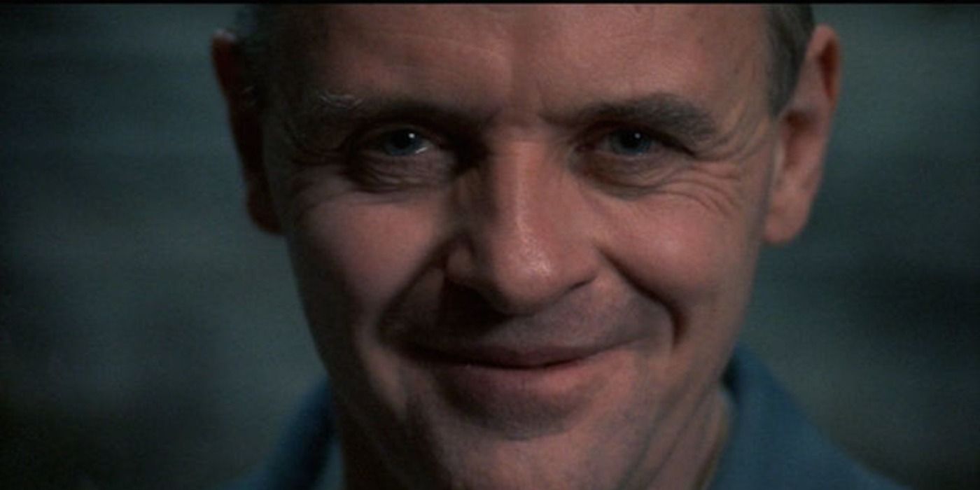 Anthony Hopkins smiles as Hannibal Lecter in The Silence of the Lambs.