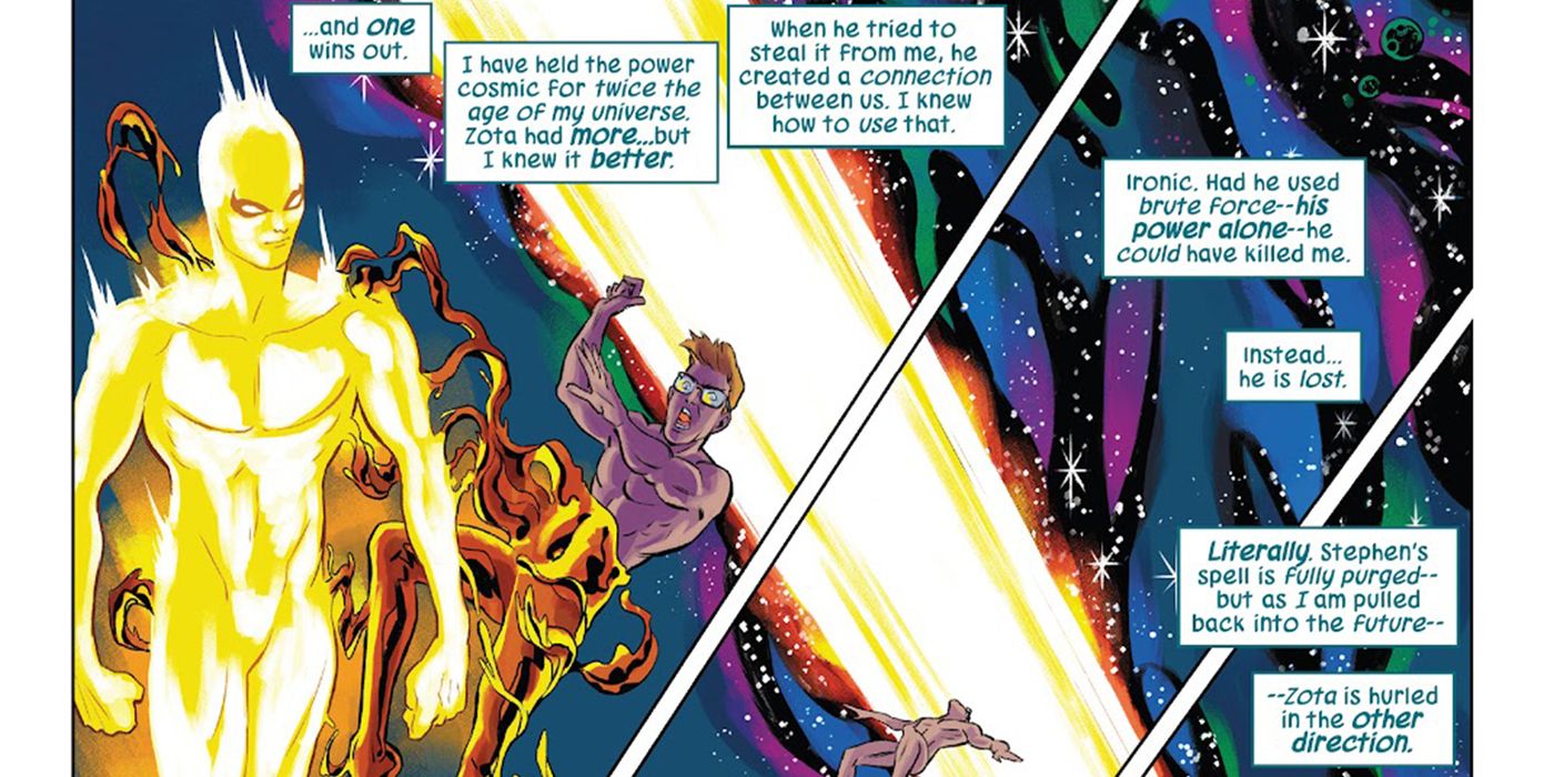 Norrin Radd a.k.a. Silver Surfer becomes a Golden Surfer after defeating Zota