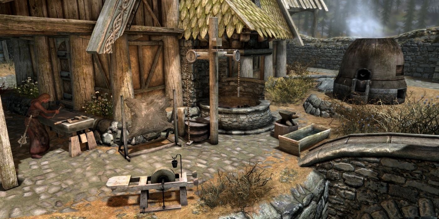 An image of the Forge in Whiterun in Skyrim