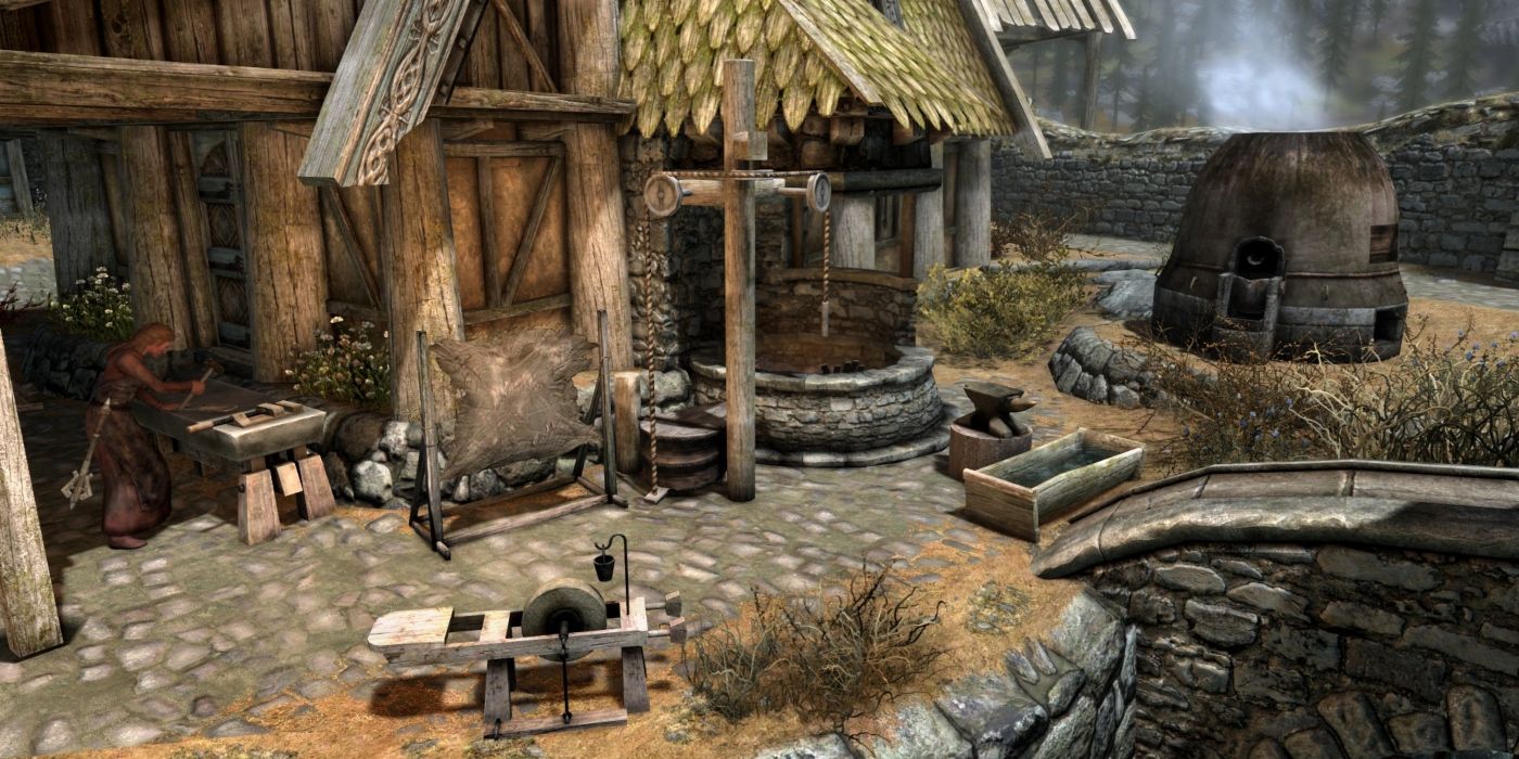 Uma imagem do Forge em Whiterun em Skyrim