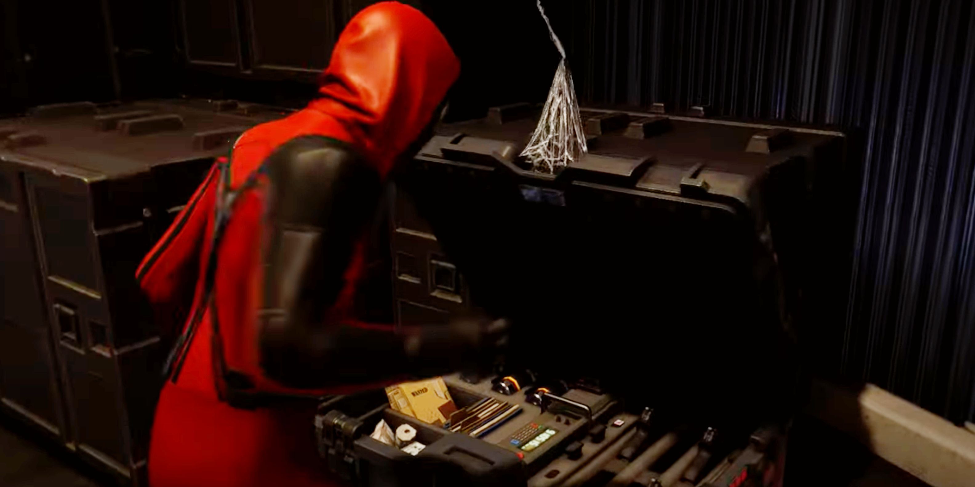 Miles Morales opening the Roxxon East Lab Cache in Spider-Man: Miles Morales